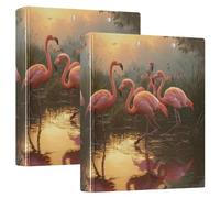 Flamingos Sunset 3 Ring Binders 1.5 Inch Clear View Three Ring Binders Versatile Binder Fits 200 Sheets 2 Pack