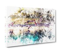 Flamingos Taking Flight Watercolour Canvas Print | Gallery Wrapped 30mm Frame Wall Art | 24x16 inches | Ready to Hang | Modern Bird Picture | Living Room Bedroom Lounge Office