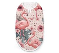Flamingos Tropical Flowers Polka Dots Dog And Cat Clothes Pet Summer Sleeveless T Shirt Basic Vest L