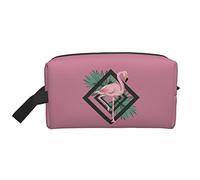 Flamingos Tropical Leaves Dark Pink Travel Toiletries Makeup Organizer Large Capacity Portable Cosmetic Bags for Women Girls