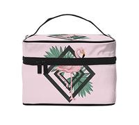 Flamingos Tropical Leaves Light Pink Toiletry Bag for Women Cosmetic Travel Toiletry Makeup Organizer
