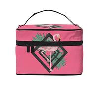 Flamingos Tropical Leaves Peach Pink Toiletry Bag for Women Cosmetic Travel Toiletry Makeup Organizer