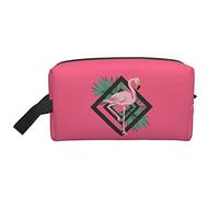 Flamingos Tropical Leaves Peach Pink Travel Toiletries Makeup Organizer Large Capacity Portable Cosmetic Bags for Women Girls