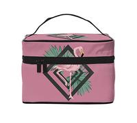 Flamingos Tropical Leaves Pink Makeup Bag Toiletry Bag for Women Cosmetic Bag Travel Toiletry Bag Makeup Travel Bag Makeup Organizer Big Makeup Bag