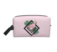 Flamingos Tropical Leaves Pink Travel Toiletries Makeup Organizer Large Capacity Portable Cosmetic Bags for Women Girls