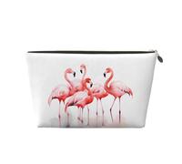 Flamingos Watercolor Painting Womens Travel Makeup Bags Leather Cosmetic Bags Toiletry Organizer Pouch with Zipper
