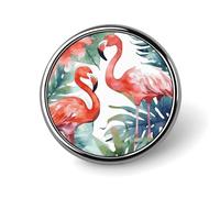 Flamingos Watercolor Tropics Printed Round Brooch A Must Have Accessory for Trendy Women Ideal for Valentine's Day Birthday Graduation