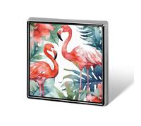 Flamingos Watercolor Tropics Printed Square Aluminum Lapel Pin Lightweight Metal Square Brooch with Effortless Elegance for Any Look And Occasion