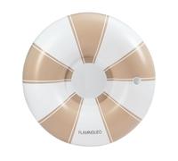 Flamingueo Inflatable Swim Ring for Beach and Pool - Drink Holder - Donut Shape - Two-Tone Design - Durable PVC - Double Valve - Beige and White