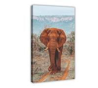 Flamint African Elephant South Africa Game Reserve Canvas Poster Bedroom Decor Landscape Office Room Decor Gift 24" L X 36" W