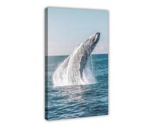 Flamint Breaching Humpback Whale Australia Canvas Poster Bedroom Decor Landscape Office Room Decor Gift 12" L X 18" W