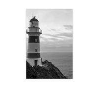 Flamint Lighthouse Black And White Cape Palliser New Zealand Canvas Poster Bedroom Decor Landscape Office Room Decor Gift 24" L X 36" W