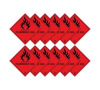Flammable Gas 2 Hazard Diamond Multi Pack 100mm x 100mm Strong Adhesive Vinyl Stickers for Safety (12)