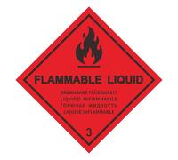 Flammable Liquid Hazard Warning Sign Stickers, Size 100mm x 100mm, Class 3 Labels, Diamond Shape, Self-Adhesive Vinyl Stickers, with Translation (5)
