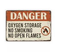 Flammable No Smoking No Open Flame Warning Tin Plaque, Weatherproof Indoor Outdoor Yard Wall Sign, 8x12 Inch