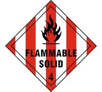 Flammable Solid - Dangerous Substances Self Adhesive Sticker - Durable, High-Visibility UK Compliance Sign (200x200mm, 10)