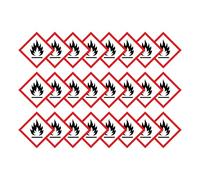 Flammable Warning Hazard Diamond Multi Pack 100mm x 100mm Strong Adhesive Vinyl Stickers for Safety (24)