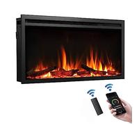 FLAMME 33"/84cm Castello Slim Frame Recessed Media Wall Inset Electric Fireplace with Multi Flame Colours 750W/1500W