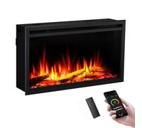 FLAMME 33" Electric Deep Media Wall Fireplace, Castello, Platinum Black