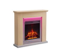 FLAMME 35" Freestanding Electric Fireplace Suite, Stratford, Natural Oak