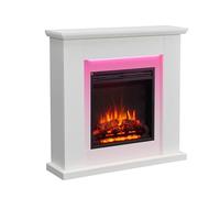 FLAMME 35" Freestanding Electric Fireplace Suite, Stratford, White | With 2 Heat Settings 1kW-2kW, LED Flame Effect and 13 Mood Lighting Options, Remote Control