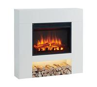 FLAMME 37" Beadell Electric Fireplace Suite White Colour Includes 2000w Heater with Glass Fronted Flame Effect, Remote Control