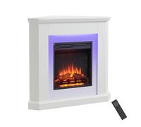 FLAMME 38" Freestanding Electric Corner Fireplace, Howick, White