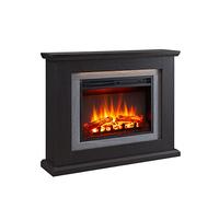 FLAMME 39" Freestanding Electric Fireplace Suite, Evora, Espresso Oak | With 1kW-2kW Fireplace Heater, 4 Dimmable LED Flame Options and Warm White Mood Lighting, Remote Control, Custom Timer