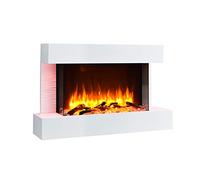FLAMME 39" Wall Mounted Electric Fireplace, Kingston, White