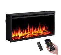 FLAMME 40" Electric Media Wall Fireplace, Castello, Platinum Black