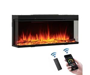FLAMME 43”/110cm Knighton Platinum Smart Inset Media Wall Electric Fireplace 1-2-3 sided View Compatible with Alexa Deep Fuel Bed Perfect for Media Wall
