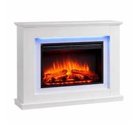 FLAMME 43" Freestanding Electric Fireplace Suite, Casella, White