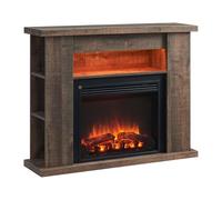 FLAMME 43" Lipson Electric Fireplace Suite Rustic Dark Oak Colour with Storage Shelves Includes 2kW Heater with Glass Fronted Flame Effect, Remote