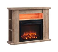FLAMME 43" Lipson Electric Fireplace Suite Rustic Light Oak Colour with Storage Shelves Includes 2kW Heater with Glass Fronted Flame Effect, Remote