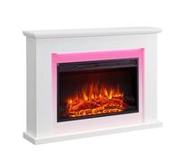 FLAMME 48" Freestanding Electric Fireplace Suite, Ingleton, White