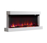 FLAMME 51" Wall Mounted Electric Fireplace, Knighton, White