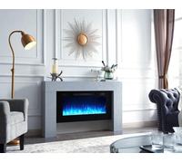 Flamme 55" Carmaux Freestanding Electric Fireplace Suite, 3 Flame Colours, 2000W Heater, Cement Grey
