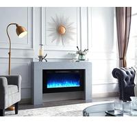 FLAMME Carmaux 55" / 141cm Freestanding Electric Fireplace Suite, 3 Flame Colours, 2000W Heater, Log set or Crystal Fuel Bed with Remote Control Cement Grey