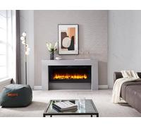 Flamme 63" Carmaux Freestanding Electric Fireplace Suite, 3 Flame Colours, 2000W Heater, Cement Grey