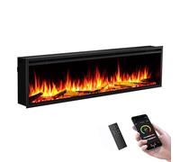 FLAMME 72”/183cm Castello Platinum Smart Inset Media Wall Electric Fireplace Compatible with Alexa and Google Assistant Deep Fuel Bed Perfect for Media Wall