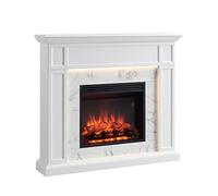 FLAMME Beaumont 48" Electric Fireplace Suite with White Surround and 2kW Heater
