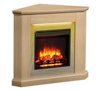 FLAMME Howick Corner Fireplace with 38'' surround with 2kW Fireplace Heater Natural Oak Multiple Colours Available