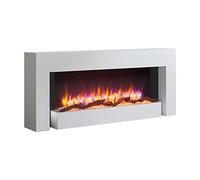 FLAMME Kingston 52" Freestanding Electric Fireplace 1kW/2kW Heater with 3 Flame Colours and 13 Fuel bed Lighting Options Logs, Pebbles and Crystals Included