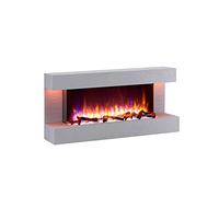 FLAMME Kingston Wall Mounted Electric Fireplace up to 60" with 3 Flame Colours and 13 Mood Lighting Options 1.5kW Heater 50" Cement Grey