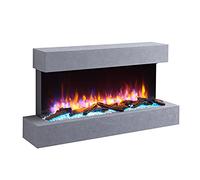 FLAMME Kingston Wall Mounted Electric Fireplace up to 60" with 3 Flame Colours and 13 Mood Lighting Options 1.5kW heater (43" Cement Grey)