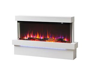 FLAMME Knighton 130cm/51" 3-Sided Electric Free Standing Fireplace, Multiple Flame Colours, 1500W Heater, Crackling Sound Effect, Remote and APP Control, White