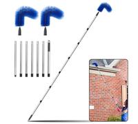 Flamorrow Gutter Cleaning Brush, 9.5 Ft Extendable Roofing Guard Cleaner Tool with Telescopic Pole & 2 Brush Heads, Gutter Cleaning Tools from Ground for Easy Remove Debris and Leaves, GCB-01