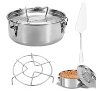 Flan Mold with Lid 1 Set Stainless Steel Flan Pan with Steam Rack and Cake Spatula Round Cake Baking Pans for Making Cheesecake Pudding Pan with Lid.