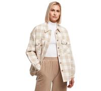 Urban Classics Women's Ladies Flanell Padded Overshirt Jacket, whitesand/lighttaupe, XL