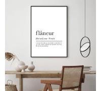 Flaneur Definition Art Print French Dictionary Typography Poster Scandinavian Nordic Style Canvas Painting Pictures 19.6”x 27.5”(50x70cm) No frame